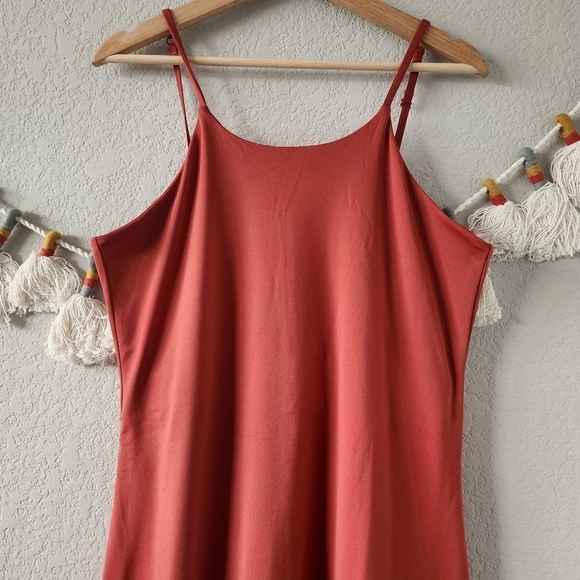 Girlfriend Collective Naomi Tennis Dress Halter Neck In Lava Orange Yoga Run 3X - Picture 4 of 10